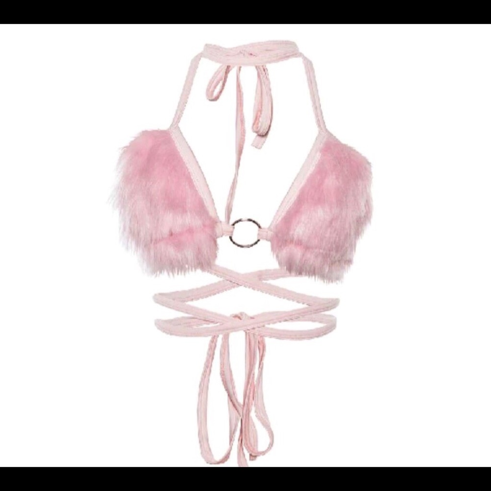 Pink fur bralette